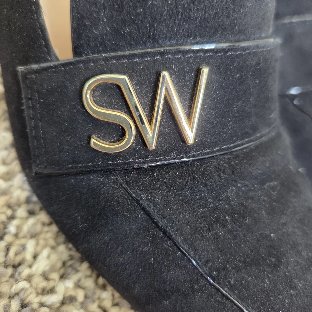 Stuart Weitzman Women's Frances Pump Block Heel Suede Monogram Loafers Size 7‎